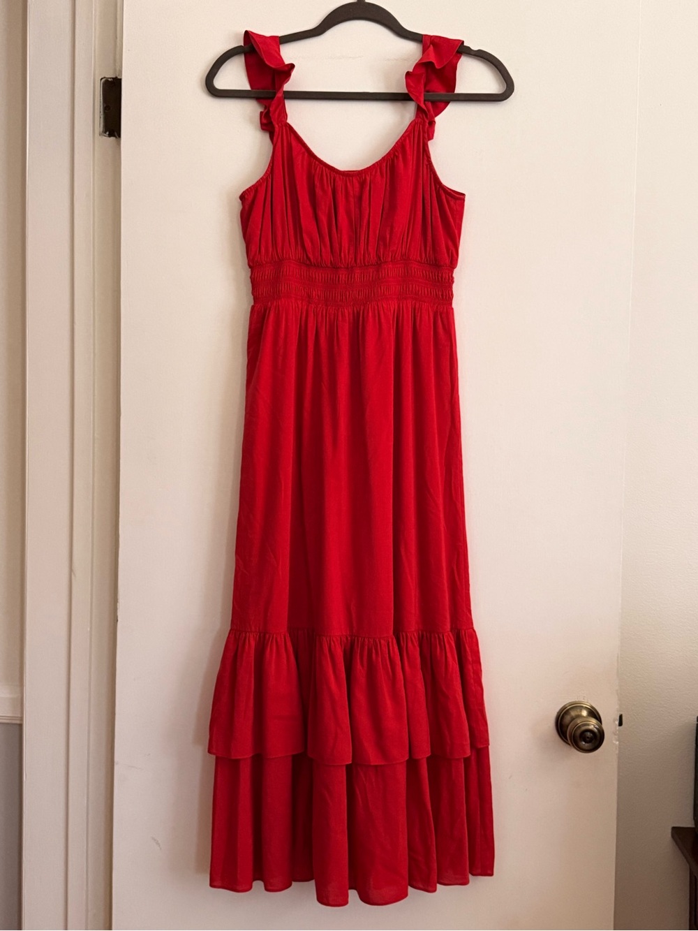 PAIGE Gisele Tiered Maxi Dress | Smocked Waist Ruffle Strap | Cotton Viscose